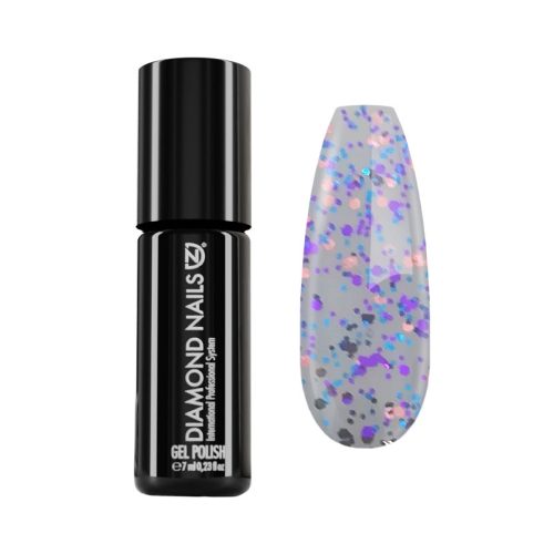 Gel Nail Polish - DN229 - Purple glitter coat 7ml