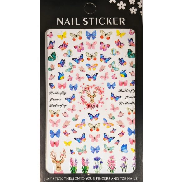 Nail art Butterflies and Flowers stickers- F624