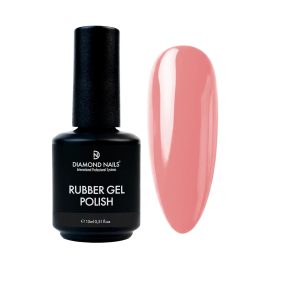 Colored rubber base gel dusty pink that strengthens natural nails and provides smooth even coverage with elegant nude pink finish