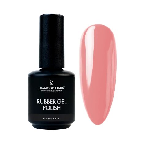 Colored rubber base gel dusty pink that strengthens natural nails and provides smooth even coverage with elegant nude pink finish