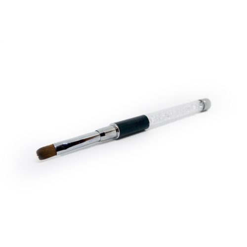Crystal Silver Gel Brush #6 with Black Case for Gel Nail Building - Diamond Nails