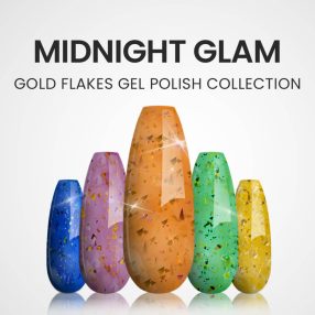 Midnight Glam Collection - Gold Flakes Gel Polish Midnight Glam Collection - Gold Flakes Gel Polish